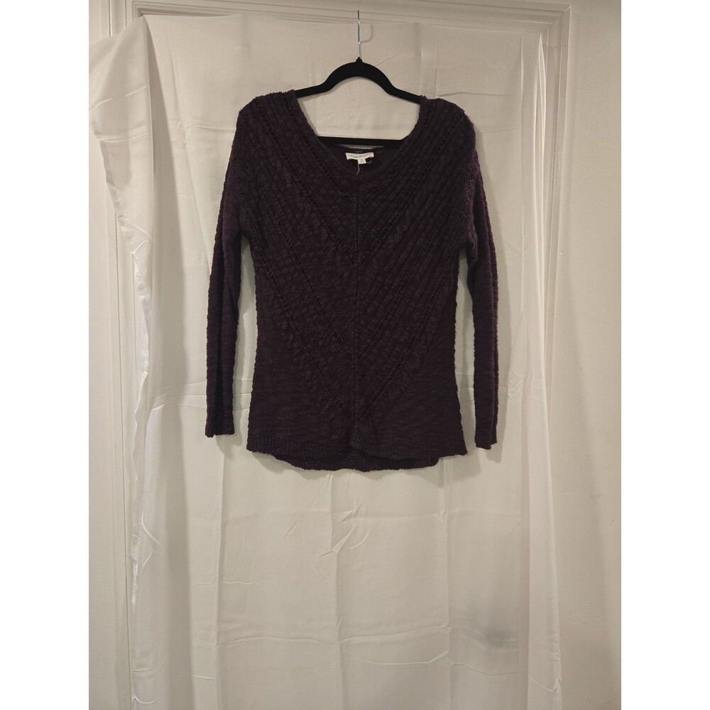 Cloudchaser Deep Plum V-Neck Chevron Knit Sweater